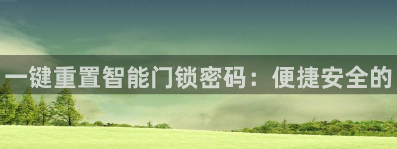 开丰娱乐线路：一键重置智能门锁密码：便捷安全的